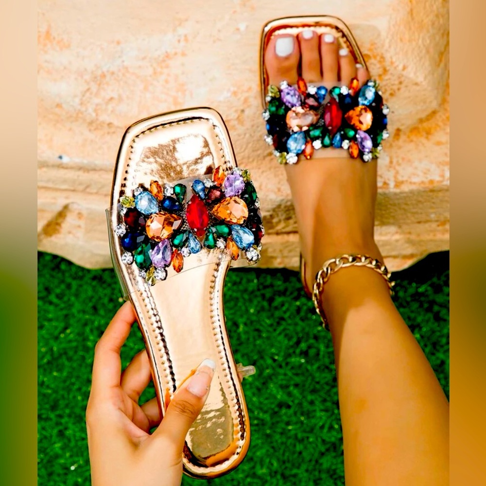 Gem Embossed Flats/Sandals